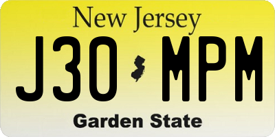 NJ license plate J30MPM