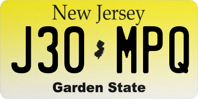 NJ license plate J30MPQ