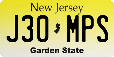 NJ license plate J30MPS