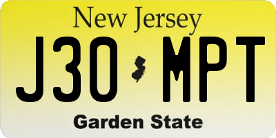 NJ license plate J30MPT