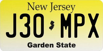 NJ license plate J30MPX