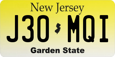 NJ license plate J30MQI