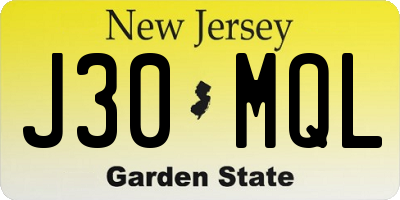 NJ license plate J30MQL
