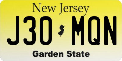 NJ license plate J30MQN