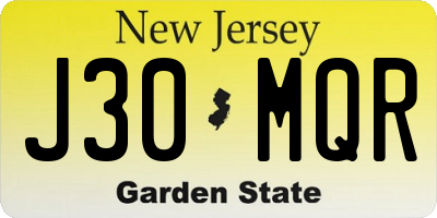 NJ license plate J30MQR