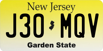NJ license plate J30MQV