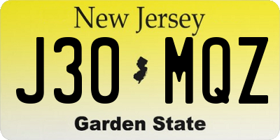 NJ license plate J30MQZ