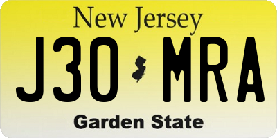 NJ license plate J30MRA