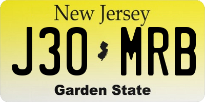 NJ license plate J30MRB