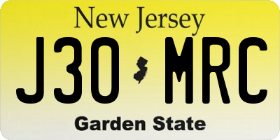 NJ license plate J30MRC