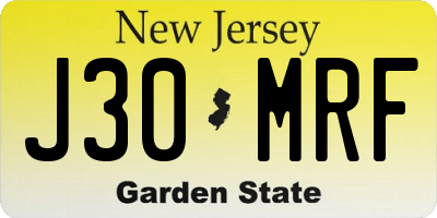 NJ license plate J30MRF