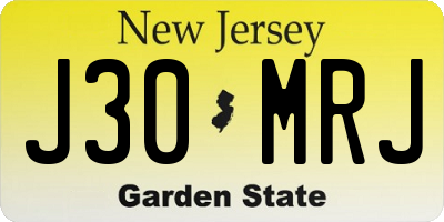 NJ license plate J30MRJ