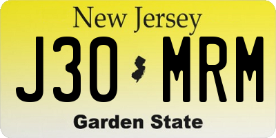 NJ license plate J30MRM