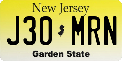 NJ license plate J30MRN