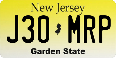 NJ license plate J30MRP