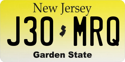 NJ license plate J30MRQ