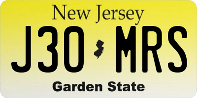 NJ license plate J30MRS