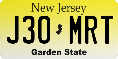 NJ license plate J30MRT