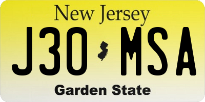 NJ license plate J30MSA