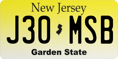 NJ license plate J30MSB