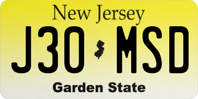 NJ license plate J30MSD