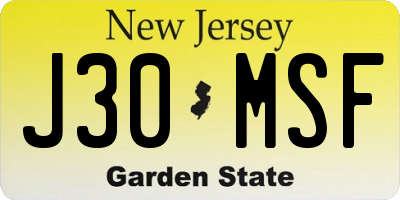 NJ license plate J30MSF