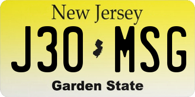NJ license plate J30MSG