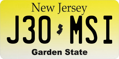 NJ license plate J30MSI