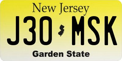 NJ license plate J30MSK