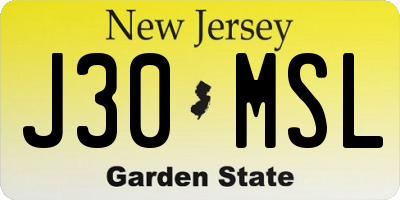 NJ license plate J30MSL