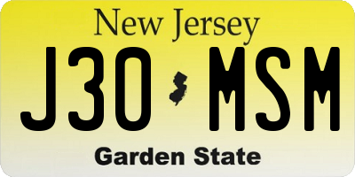 NJ license plate J30MSM