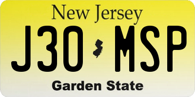 NJ license plate J30MSP