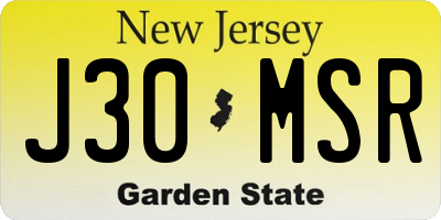 NJ license plate J30MSR