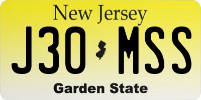 NJ license plate J30MSS