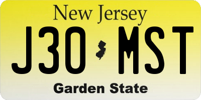 NJ license plate J30MST