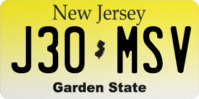NJ license plate J30MSV