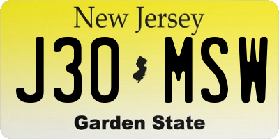 NJ license plate J30MSW