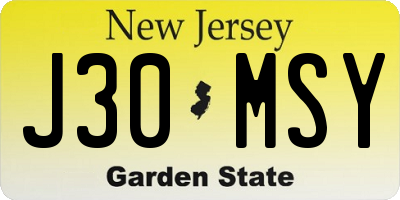 NJ license plate J30MSY