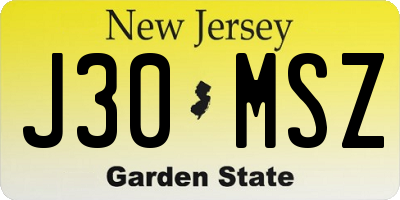 NJ license plate J30MSZ