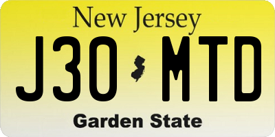 NJ license plate J30MTD