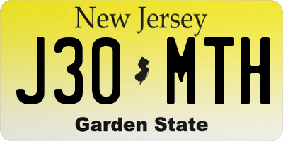 NJ license plate J30MTH
