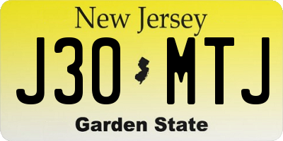 NJ license plate J30MTJ