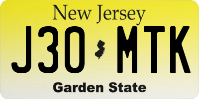 NJ license plate J30MTK