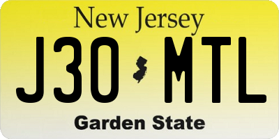 NJ license plate J30MTL