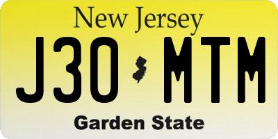 NJ license plate J30MTM