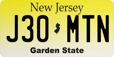 NJ license plate J30MTN