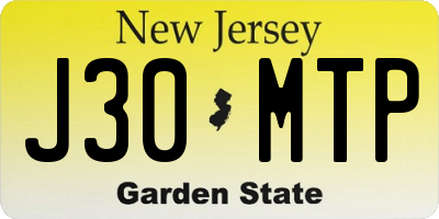 NJ license plate J30MTP