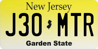 NJ license plate J30MTR