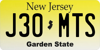 NJ license plate J30MTS