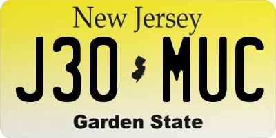 NJ license plate J30MUC